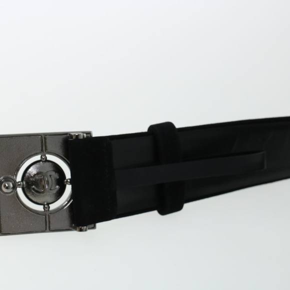 CHANEL Belt Suede 39.4"" Black CC Auth bs5130 - Picture 6 of 11